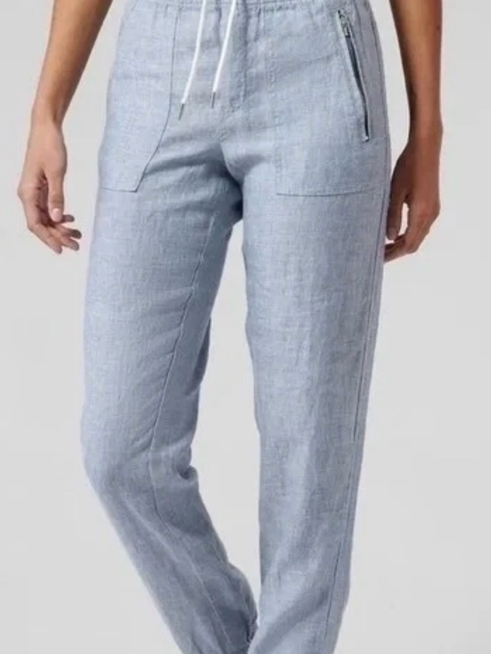 Athleta womens Cabo Linen Joggers in chambray blue size 10